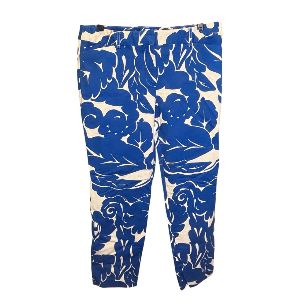 Liz Claiborne Emma Classic career Blue Patterned Capri Dress Pants Size 10